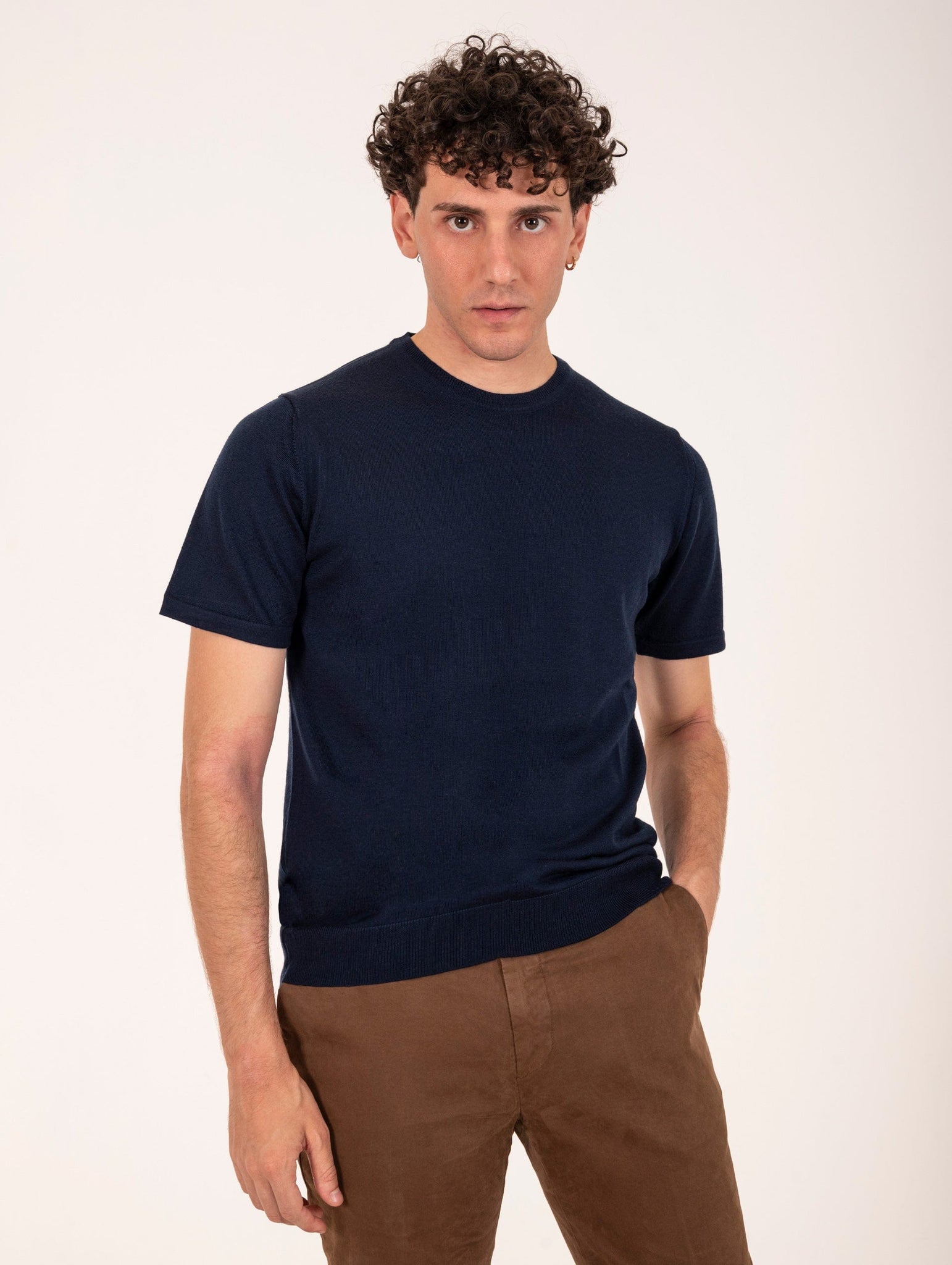 T-Shirt Four Stroke in Lana Merinos Extrafine Navy