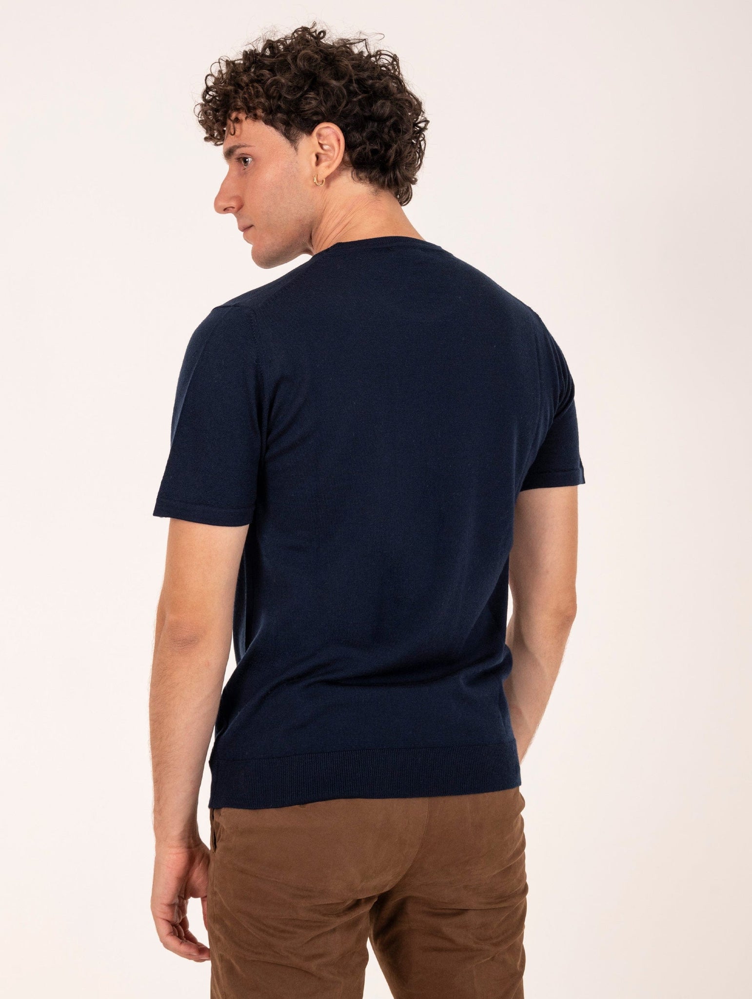 T-Shirt Four Stroke in Lana Merinos Extrafine Navy