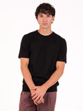 Four Stroke T-Shirt in Black Extrafine Merino Wool