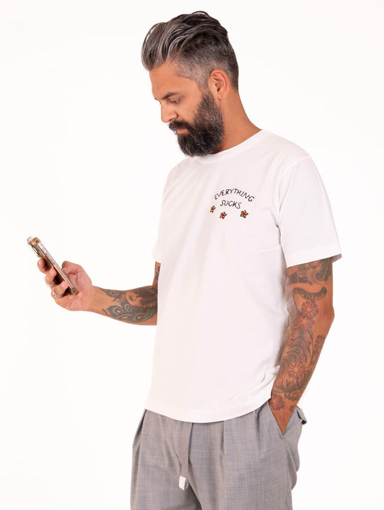 T-shirt Inspired By a True Story in Puro Cotone Bianco Latte