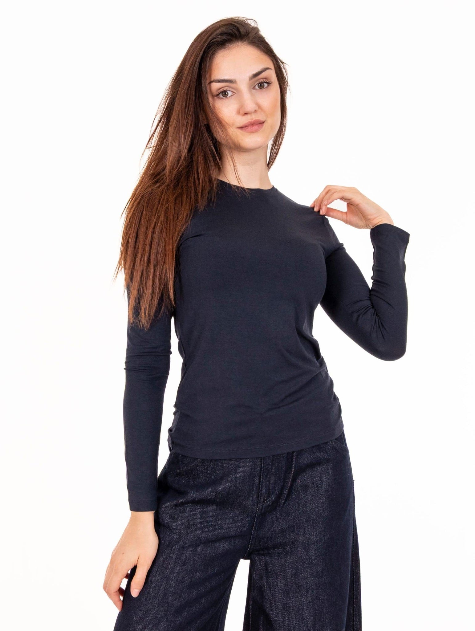 T-shirt M/L Alpha Studio in Jersey Stretch Blu Notte