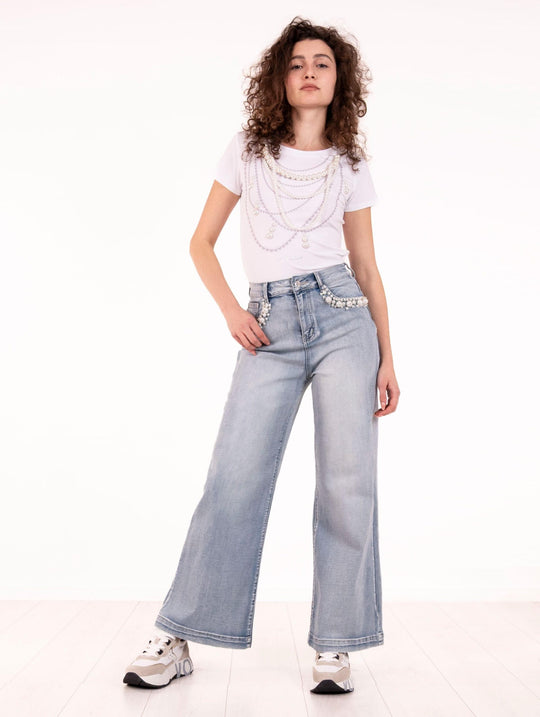 T-shirt Perle No Secrets in Cotone Bianco