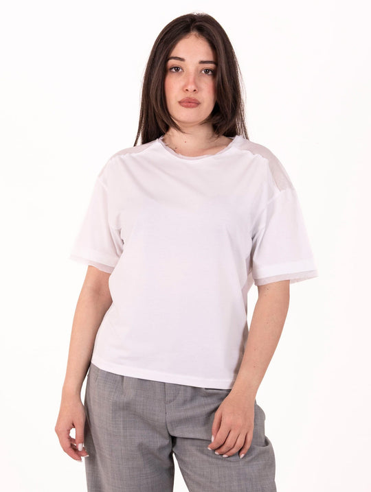 T -Shirt Raglan Alpha Studio in Jersey di Cotone Bianco