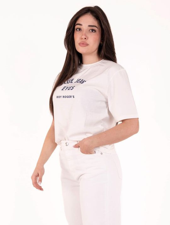 T-shirt Roy Roger's x Eva Herzigova Blue Jeans Eyes Bianco
