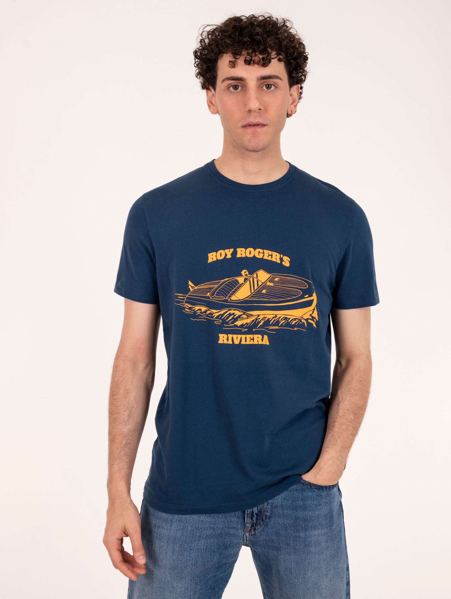 T-shirt Speedboat Roy Roger's in Cotone Blu