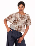 T-Shirt Traffic People aus Baumwolle Häkelarbeit Creme und Braun