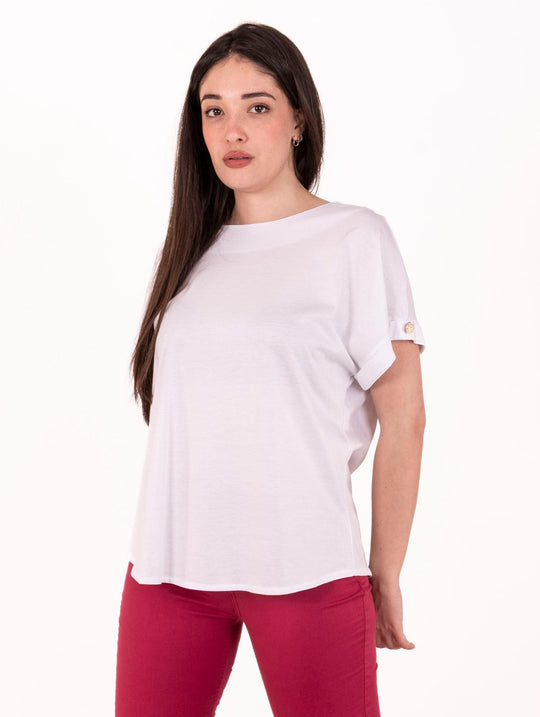 T-Shirt White Wise aus Baumwolle und Modal Weiß