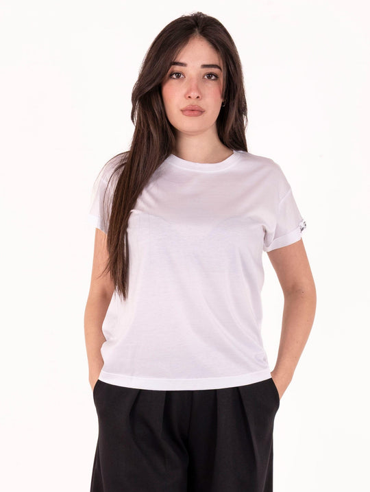 White Wise T-Shirt aus weißer Baumwolle und Modal