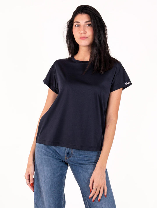 T-shirt White Wise in Cotone e Modal Blu