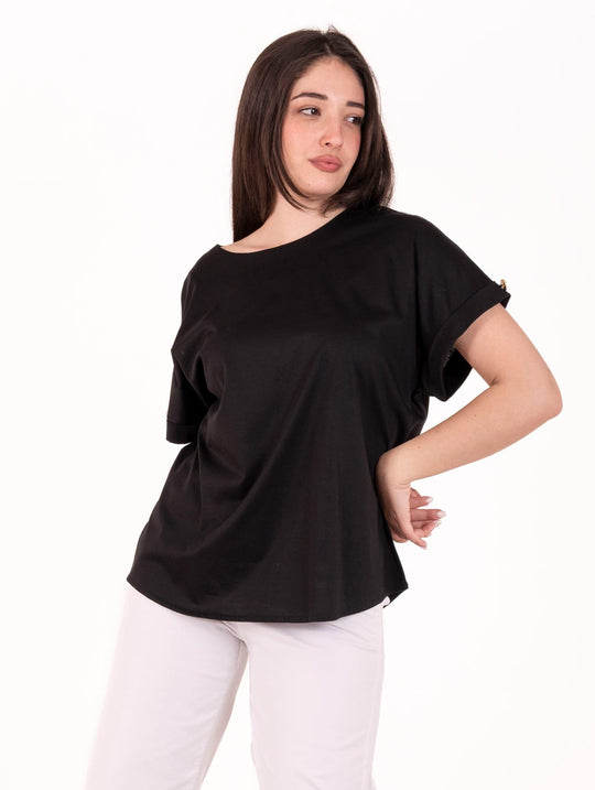 T-Shirt White Wise aus Baumwolle und Modal Schwarz