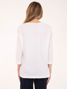 T-shirt Whyci in Cotone Bianca e Beige