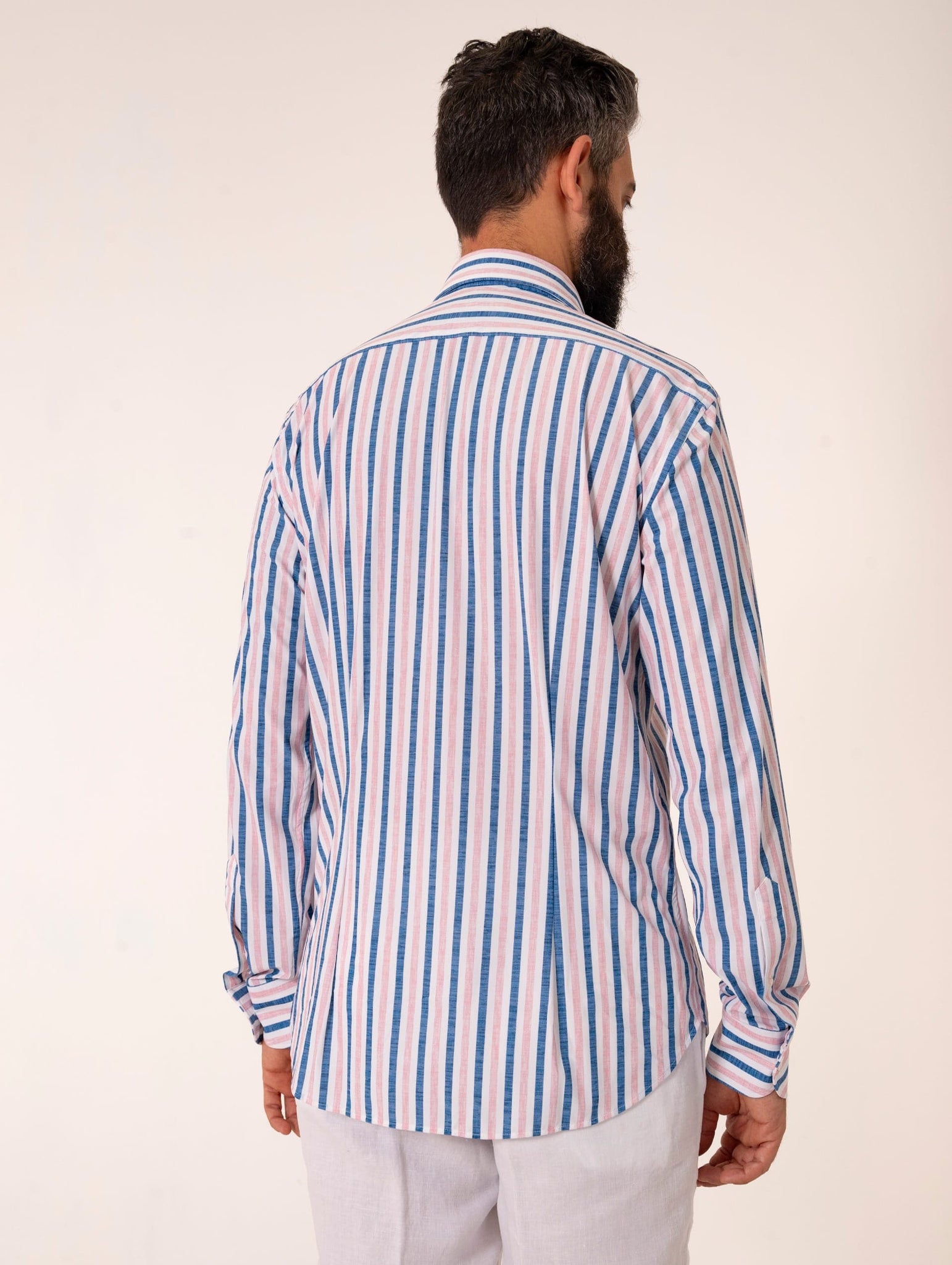 Tecno Camicia Orian Antibatterica Rigata Blu e Rosa