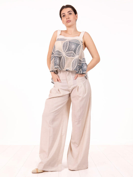 Top Traffic People in Cotone Crochet Panna e Celeste