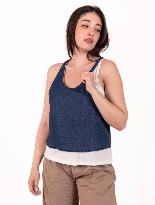 Top White Wise Chambray Denim