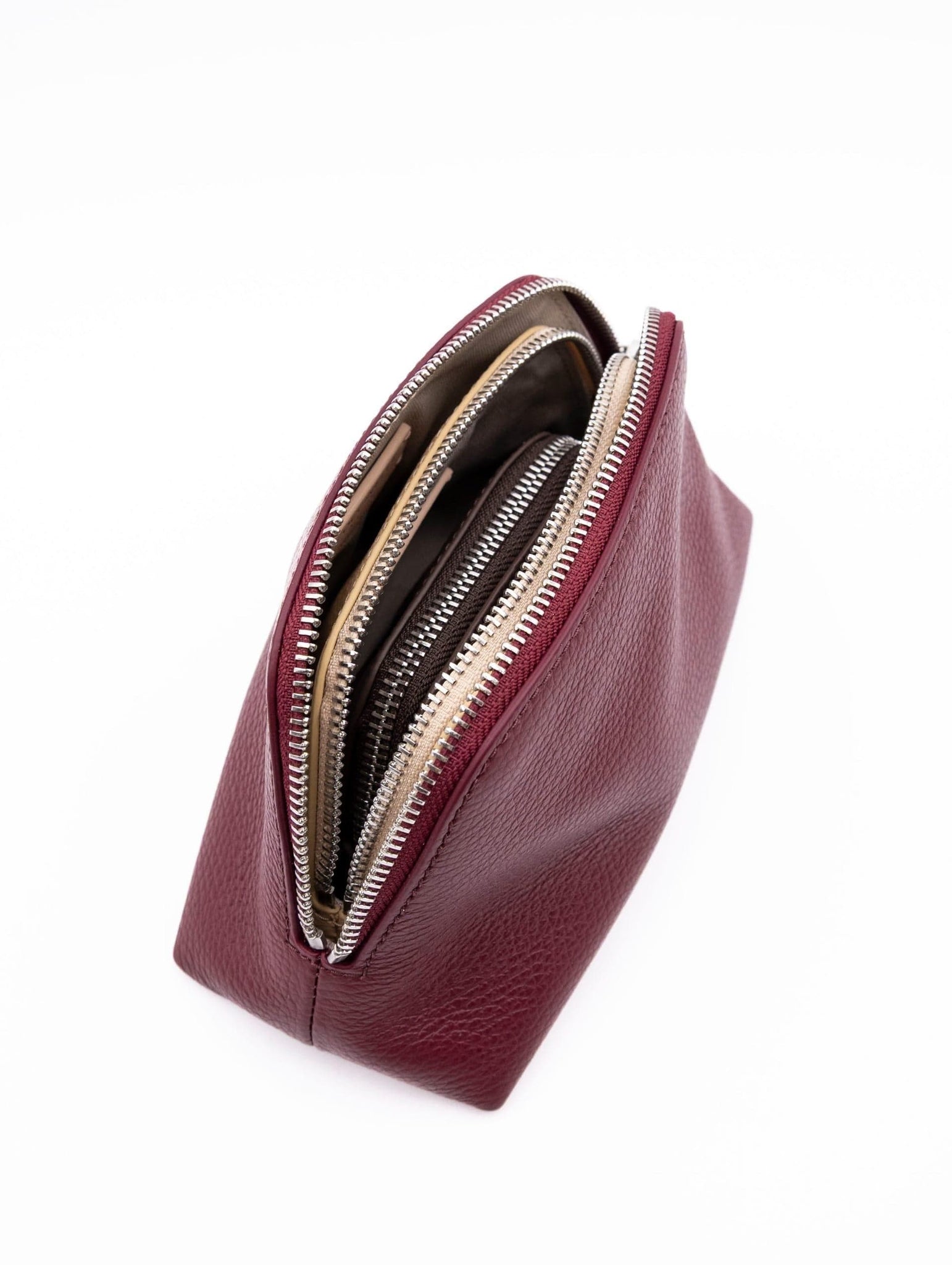 Tris Pochette Coccinelle in Pelle Martellata Bordeaux Multicolor