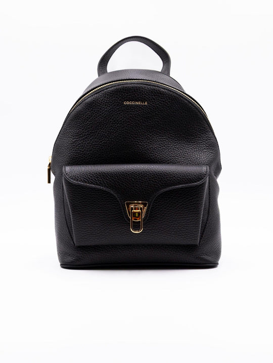 Rucksack Beat Generation Coccinelle aus genarbtem schwarzem Leder