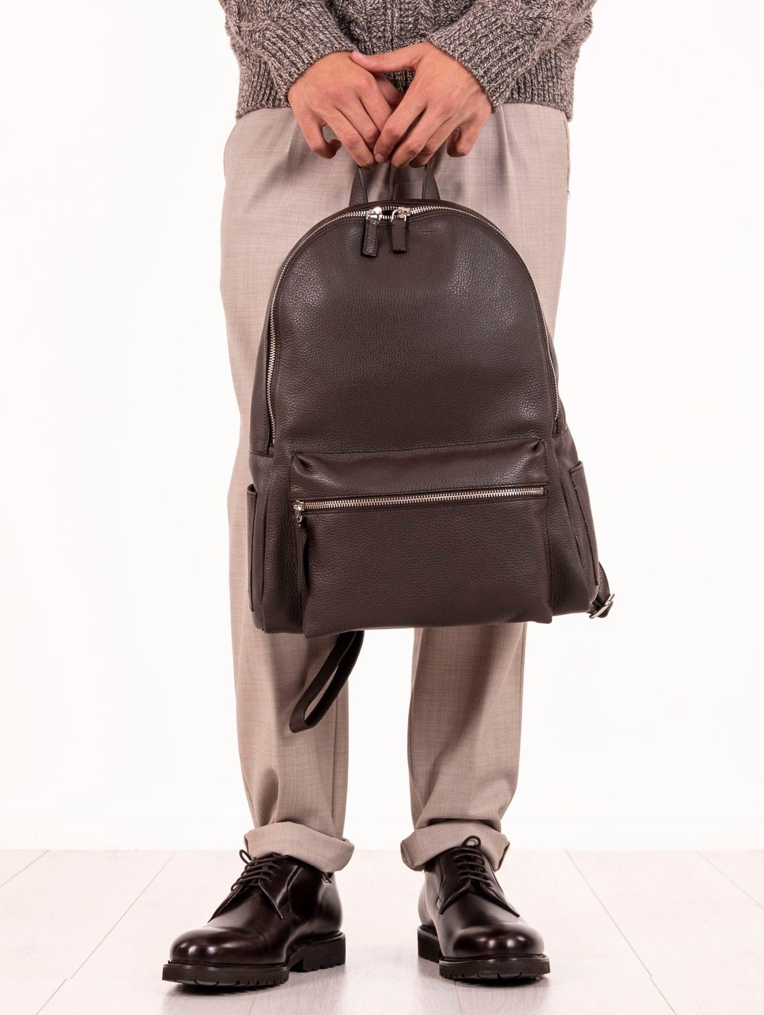 Zaino Orciani Micron in Pelle Ebano