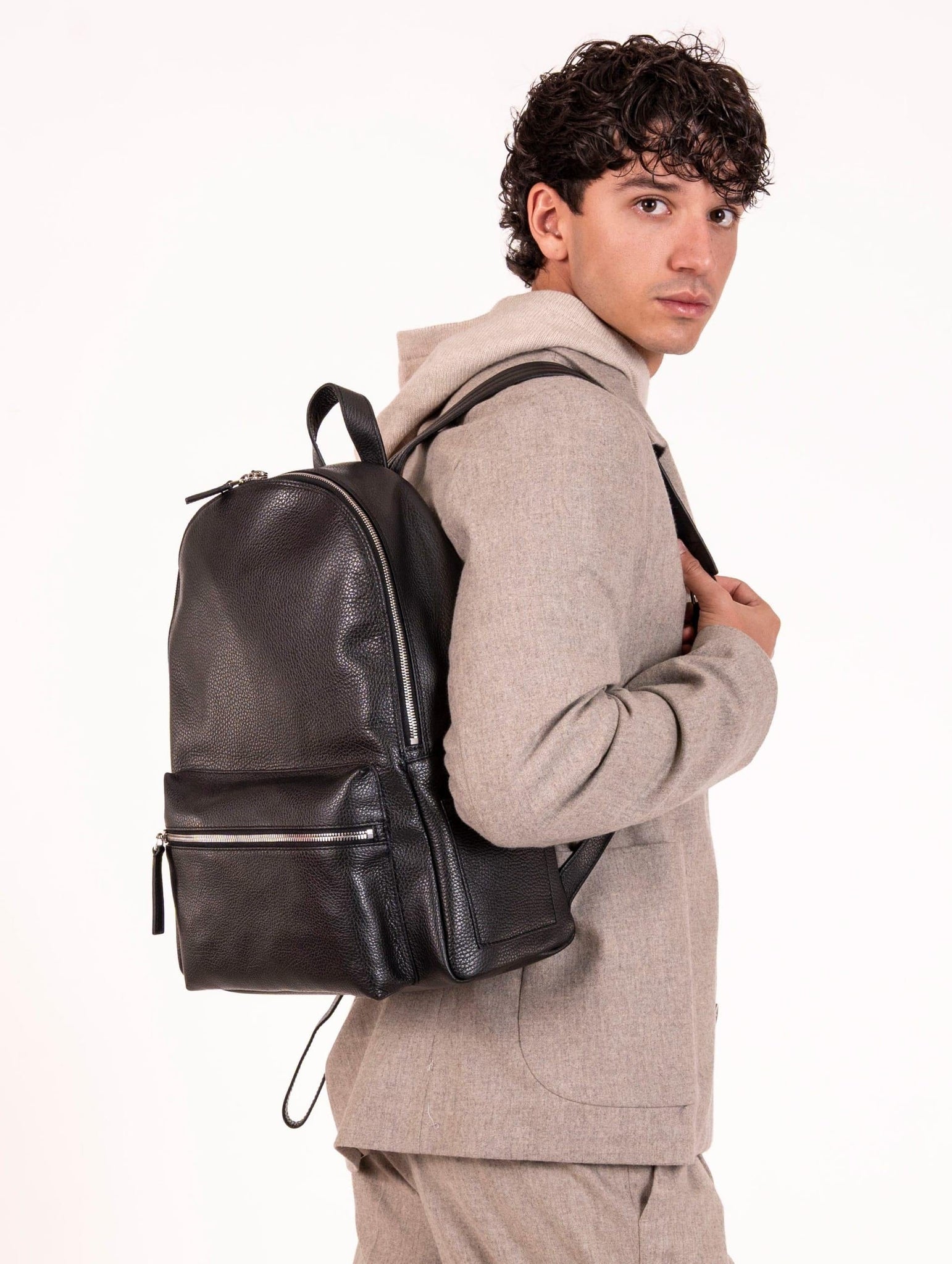 Zaino Orciani Micron in Pelle Nero