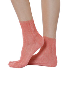High Milano Short Socks in Apricot Cotton and Lurex