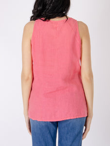 Four Stroke Tank Top in Coral Linen