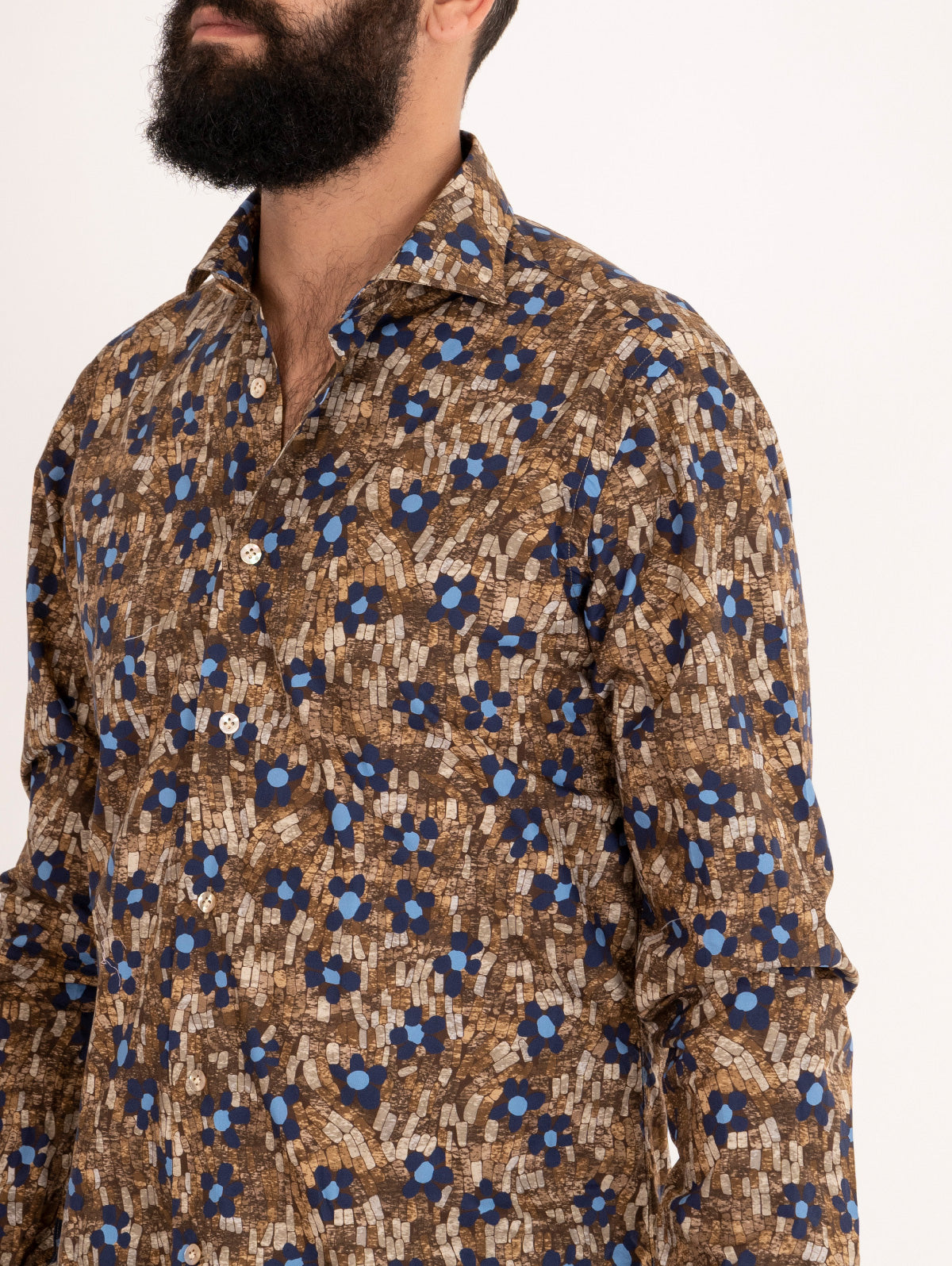 Camicia Floreale in Cotone Multicolore
