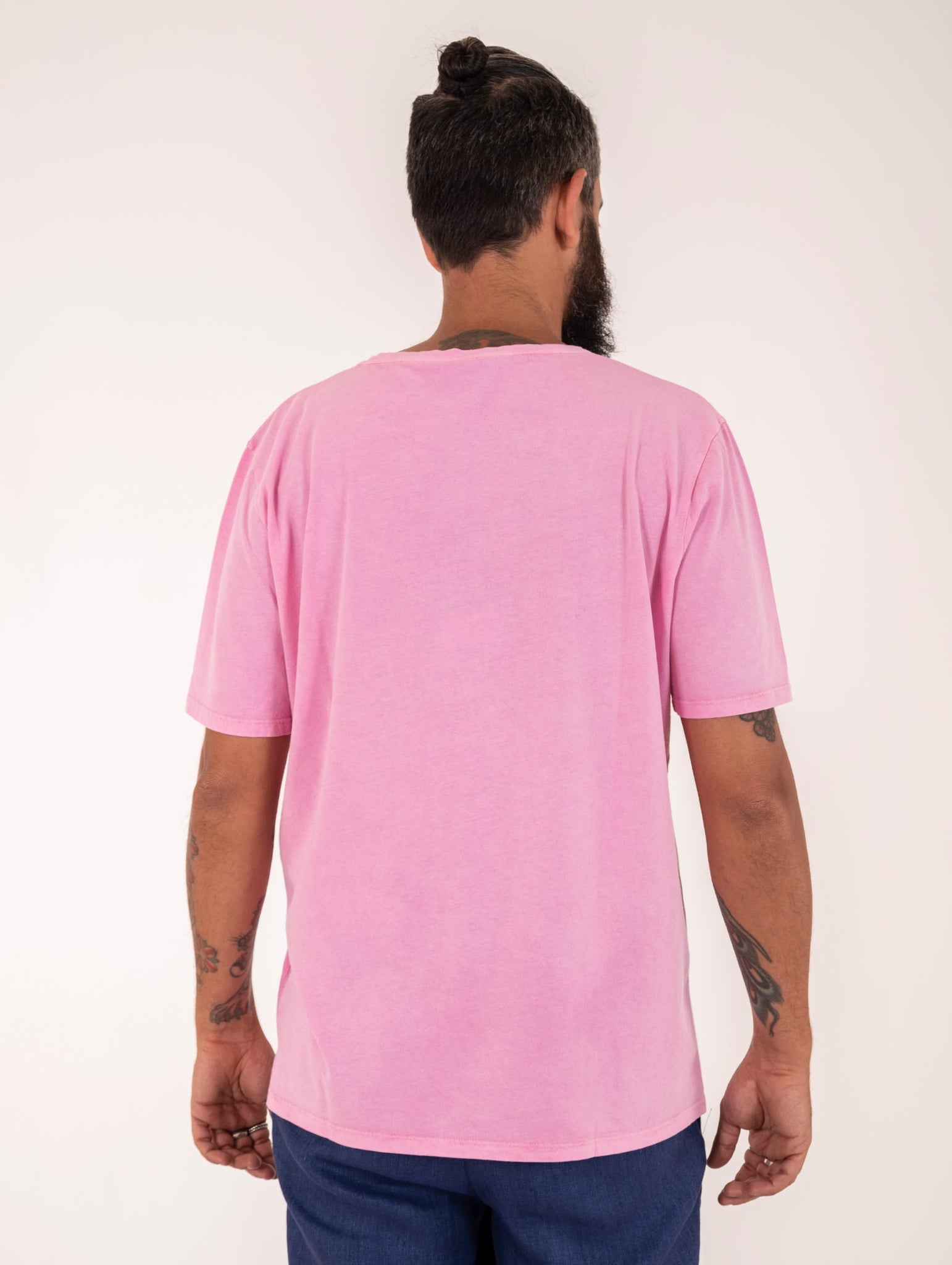 T-Shirt Arovescio in Cotone Vintage Rosa