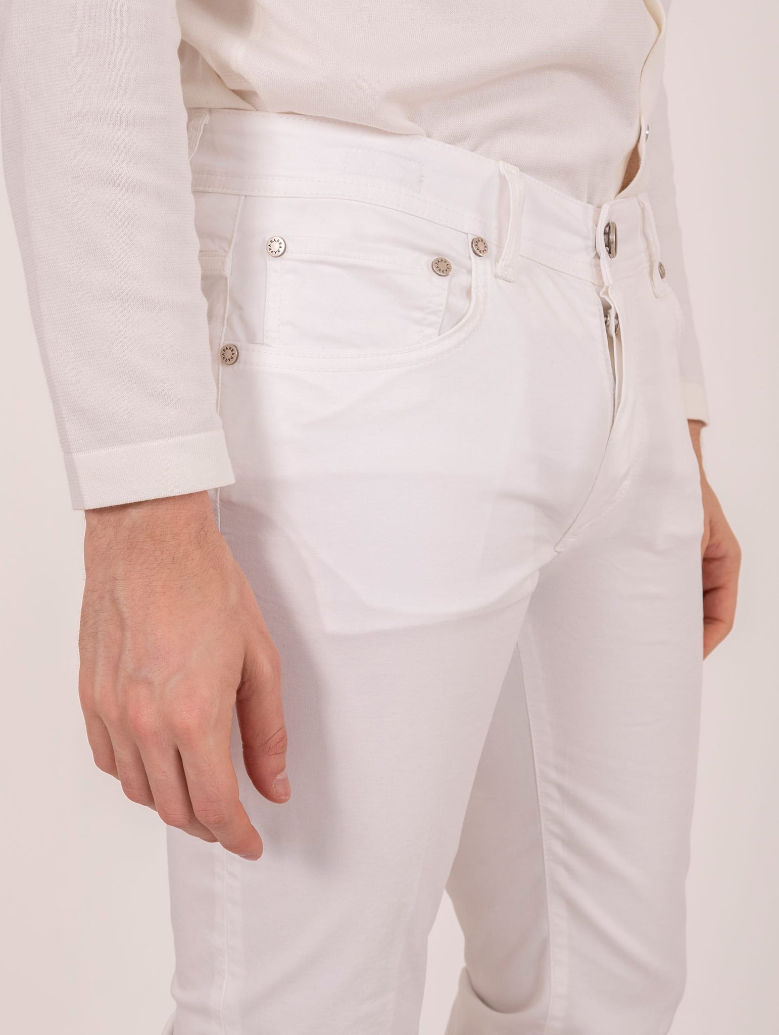Pantalone Barba Napoli in Cotone Stretch Bianco