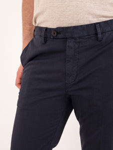 Pantalone Devore James in Cotone Doppio Blu