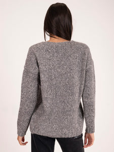 Pull Anneclaire in Cotone, Alpaca e Lana Grigio Melange