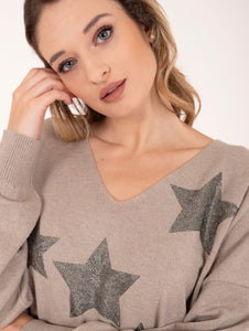 Pull Boxy Star Brand Unique in Lana e Viscosa Tortora