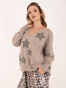 Pull Boxy Star Brand Unique in Lana e Viscosa Tortora