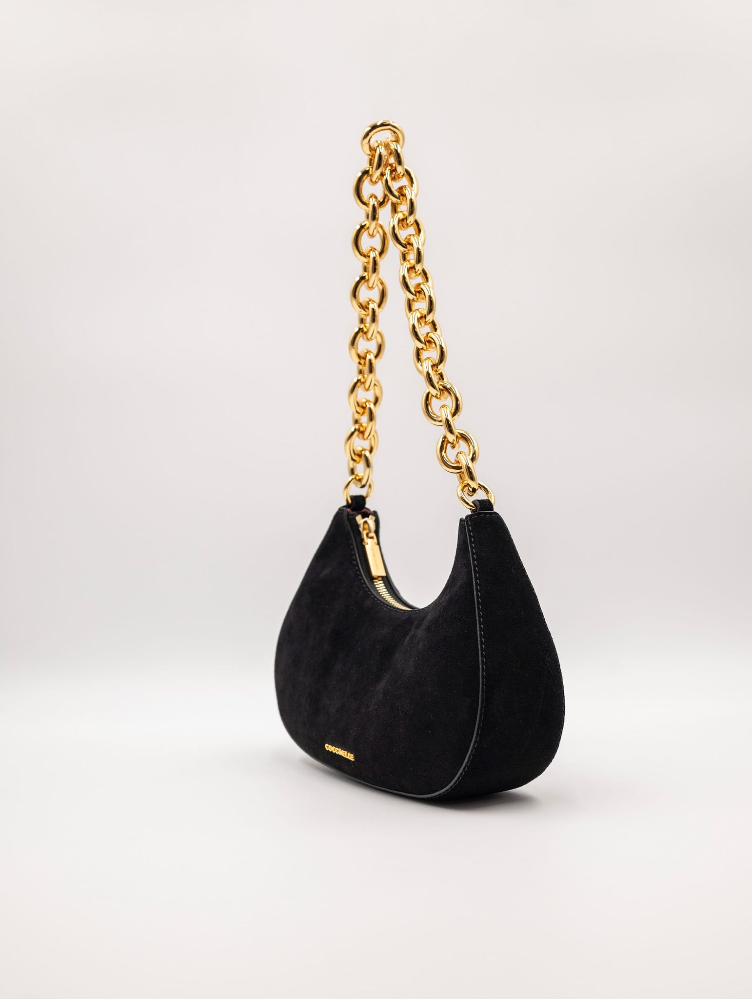 Minibag Carrie Chain Coccinelle in Suede Nero