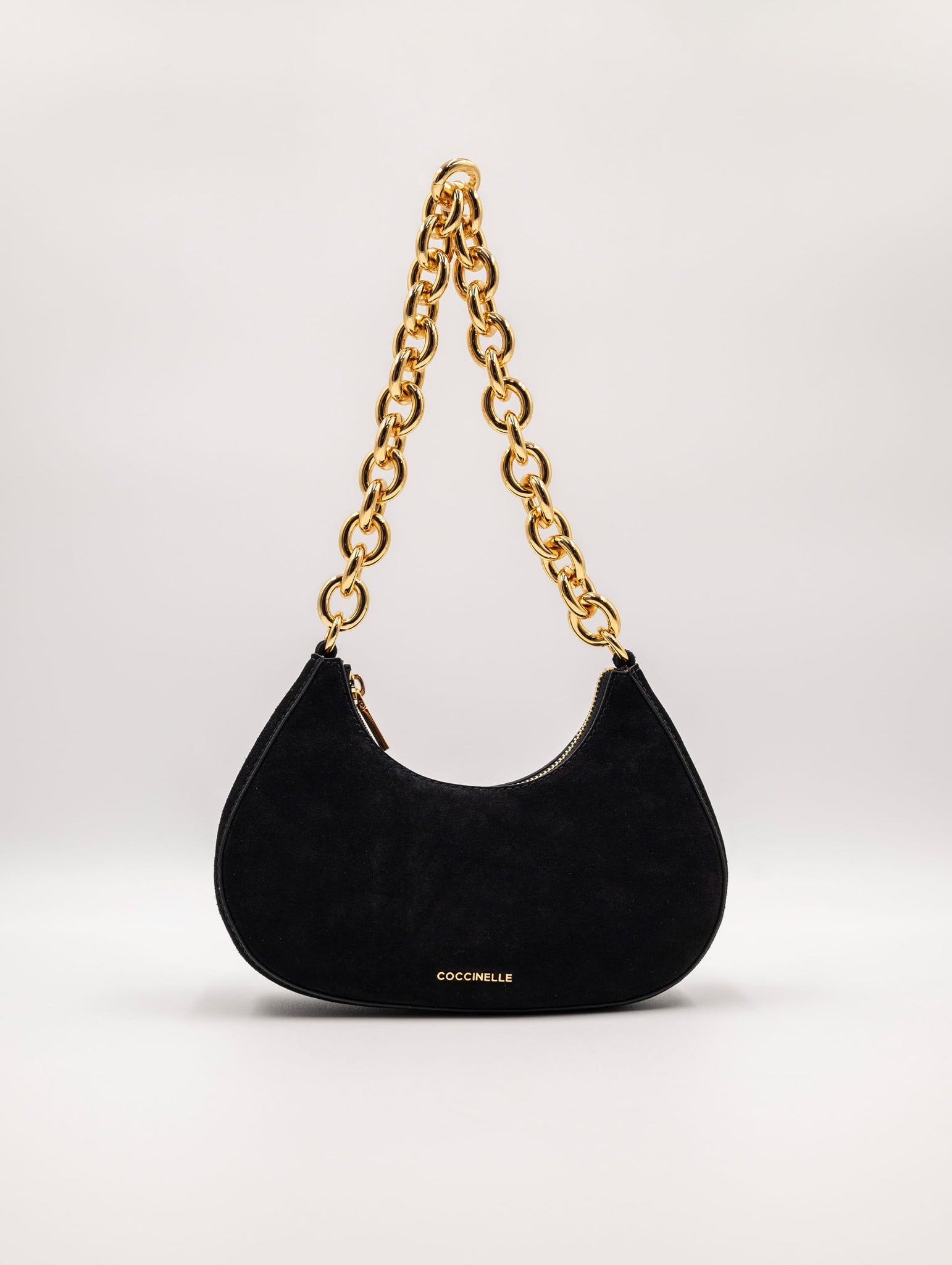 Minibag Carrie Chain Coccinelle in Suede Nero