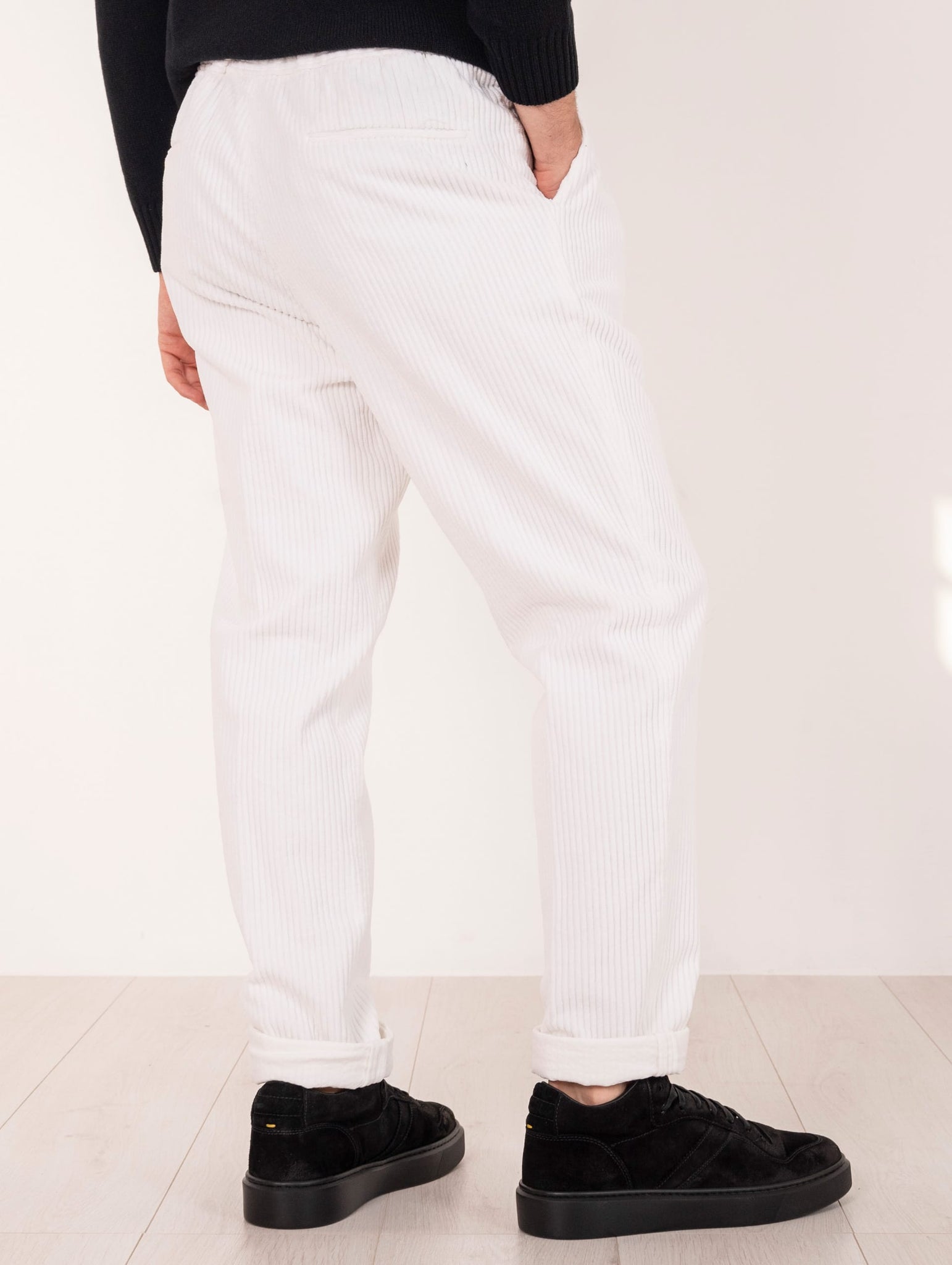 Pantalone Jogging Devore in Velluto Rocciatore Bianco