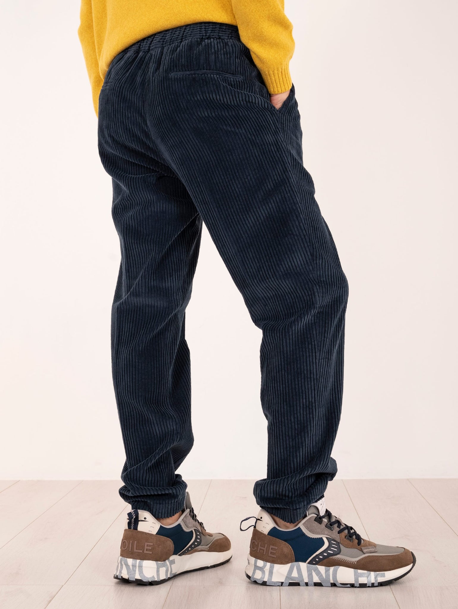 Pantalone Jogging Devore in Velluto Rocciatore Blu
