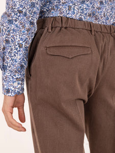 Pantalone Devore in Cotone Cover Melange Tabacco e Beige