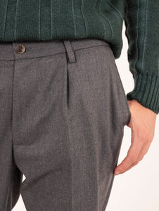 Pantalone Chino Devore in Raso di Cotone Superpima Grigio