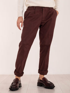 Pantalone Chino Devore in Raso di Cotone Superpima Ruggine