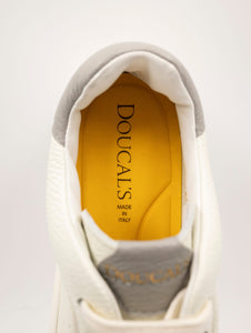 Sneaker Doucal's in Pelle Bottolata Bianca e Grigia