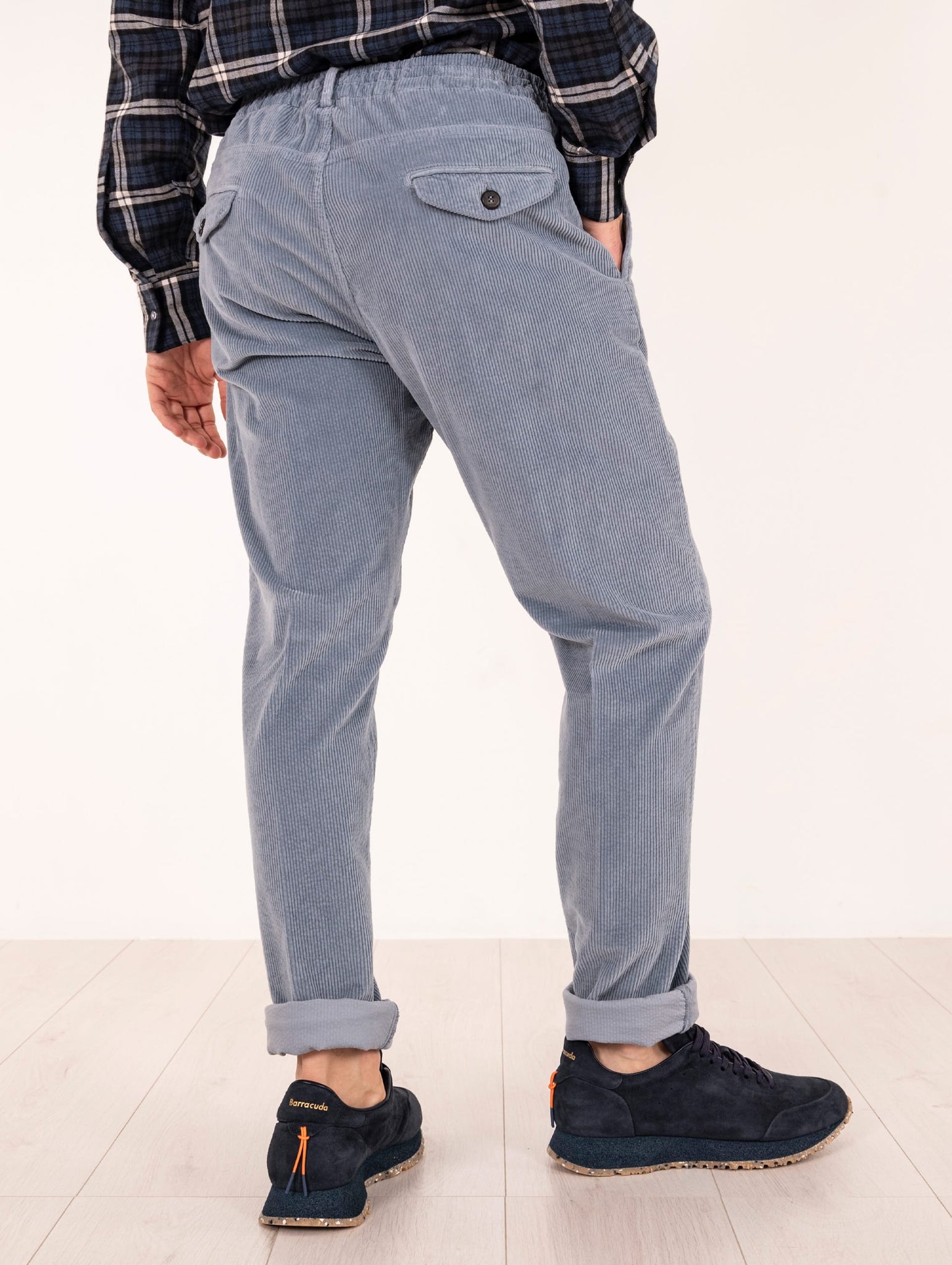 Pantalone Jogger Eleventy Milano Platinum in Velluto a Coste Denim