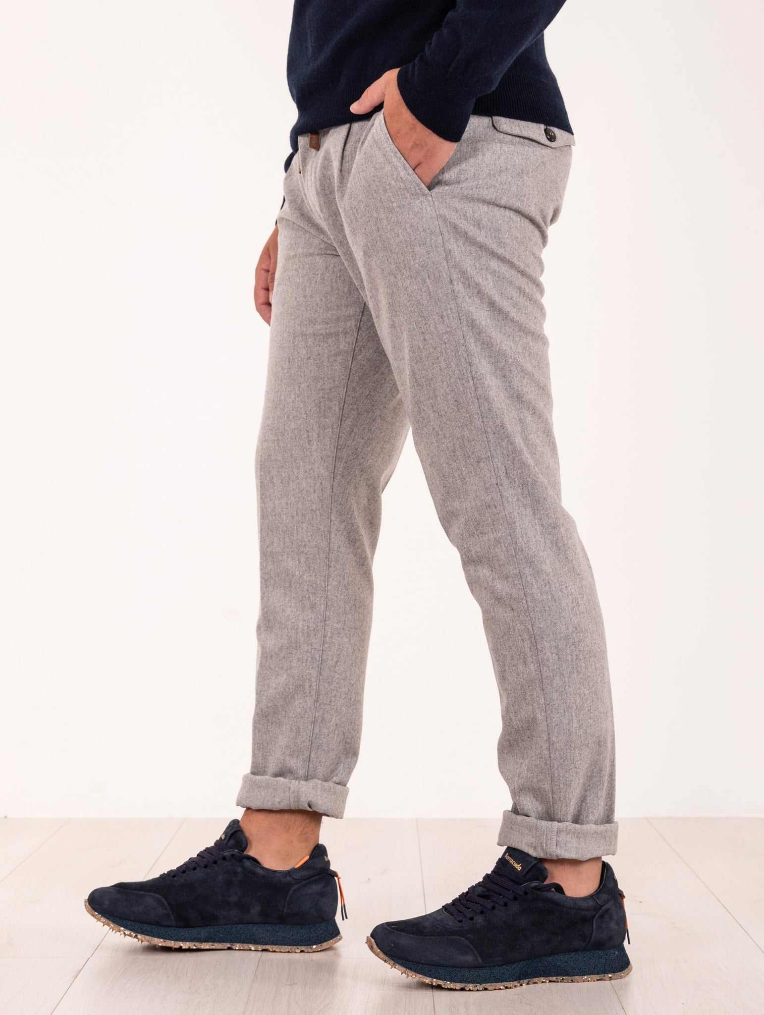 Pantalone Jogger Eleventy Milano in Lana e Cashmere Grigio