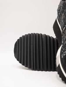 Sneakers F65 in Cotone, Lurex e Suede Blu