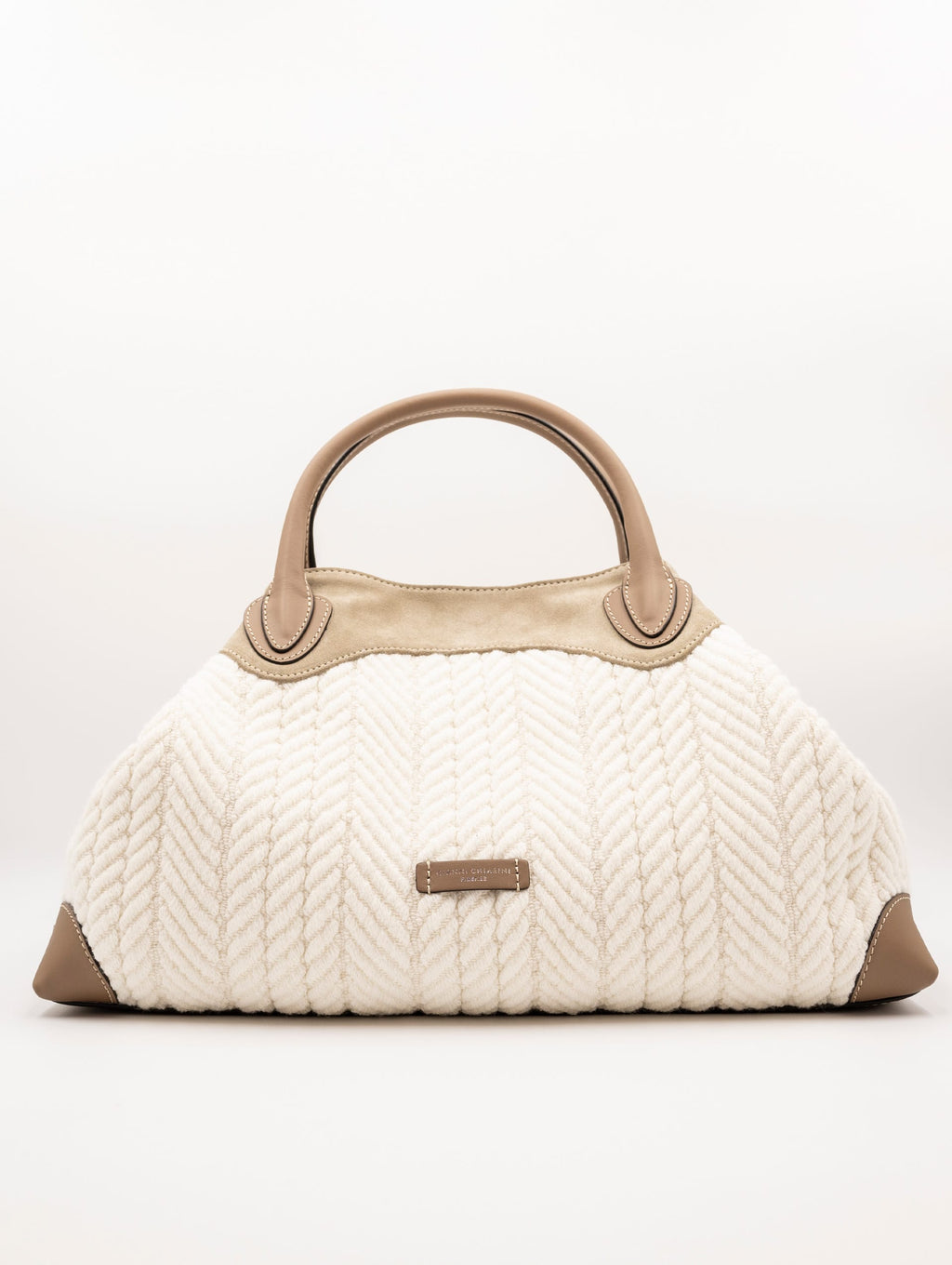 Judy Gianni Chiarini Bag in Cream and Taupe Fabric and Suede | Four Stroke