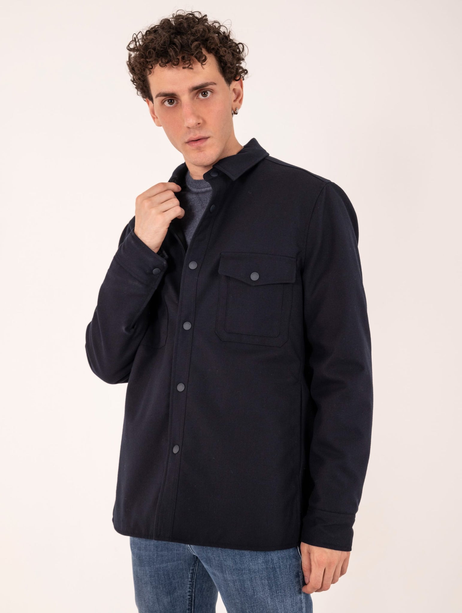 Lardini Reversible Jacket in Technical Fabric and Blue Viscose | Four ...