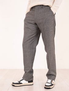 Pantalone Lardini in Lana e Cashmere Pied de Poule Nero e Panna