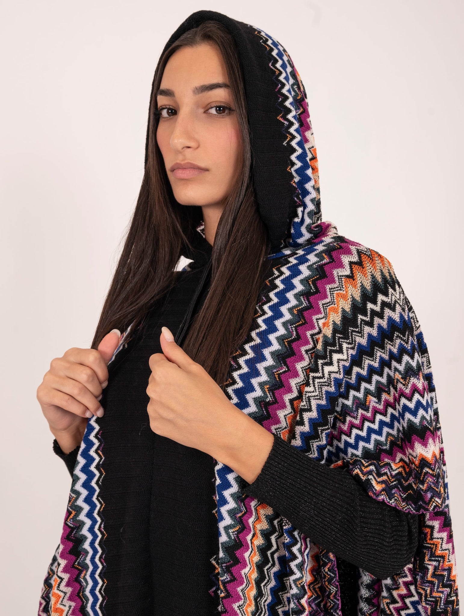 Poncho M Missoni in Lana Chevron Multicolor