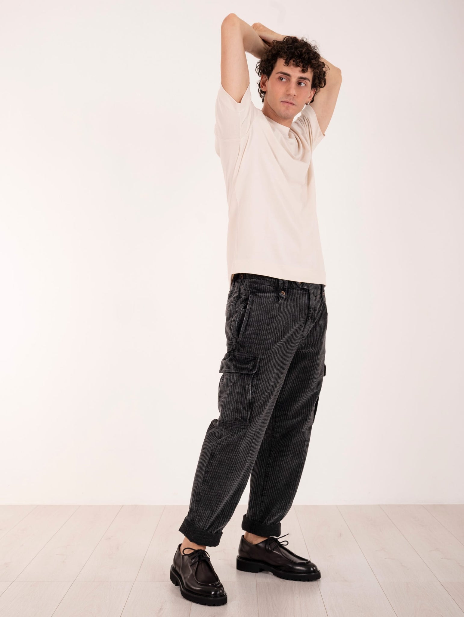 Pantalone Cargo Myths in Velluto a Coste Antracite