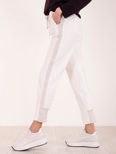 Pantalone Jogger in Jersey di Cotone e Lana Bianco