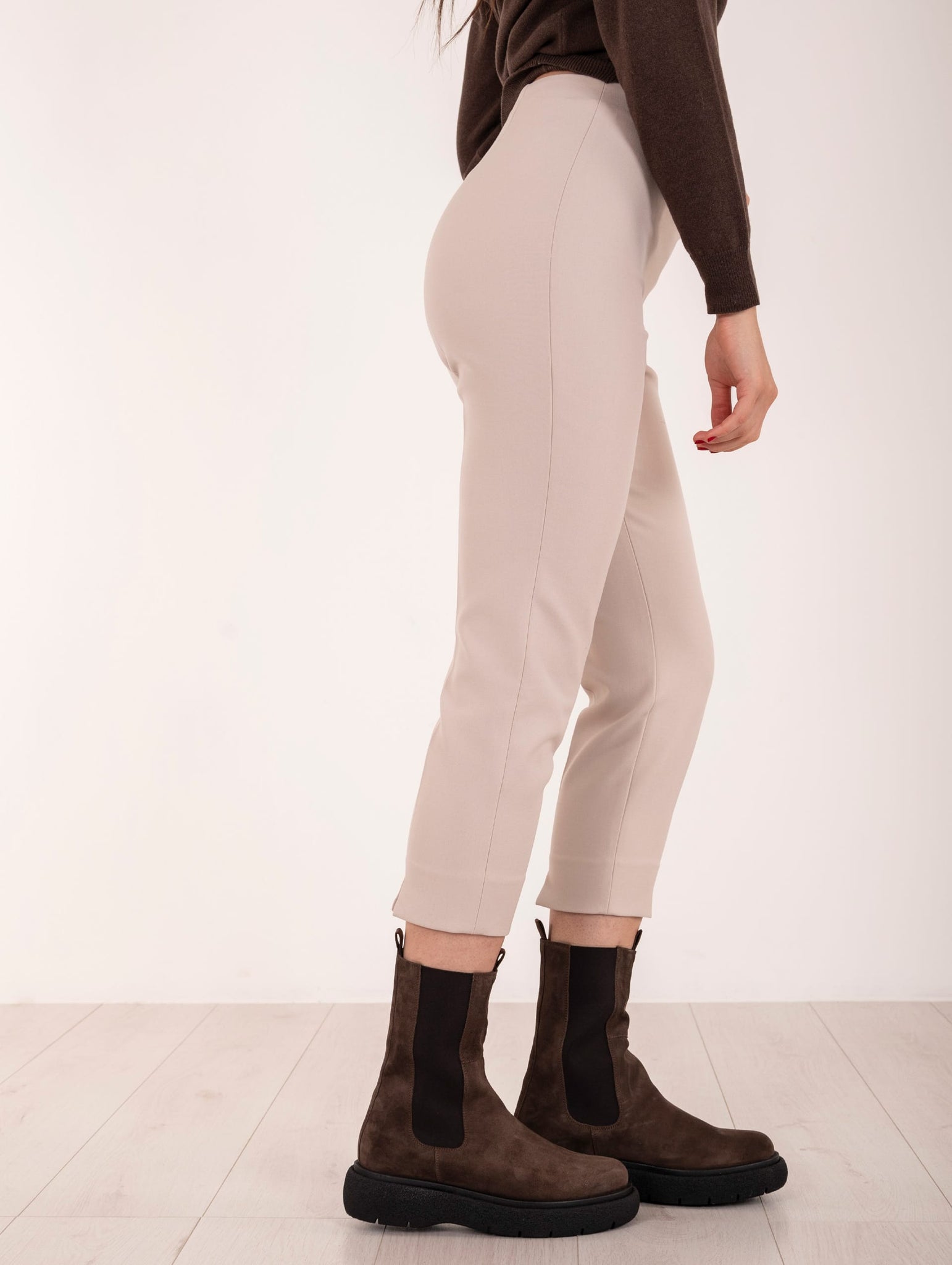 Pantalone Peserico a Sigaretta in Tela Double Bistretch Marmo