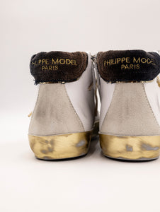 Sneakers High Philippe Model Prsx Bianca e Oro